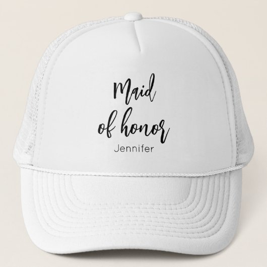 Maid of Honor Bruiloft Zwart Wit Trucker Pet (Voorkant)