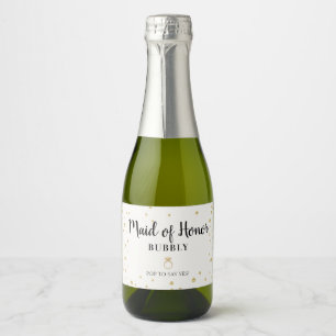 Maid of Honor Bubble Bridal Party Voorstel Sparkling Wijnetiket