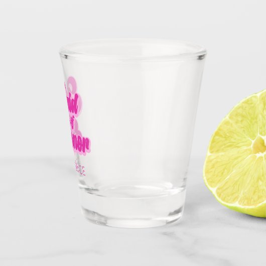 Maid of Honor Bubblegum Pink Retro Aangepaste naam Shot Glas (Rechts)