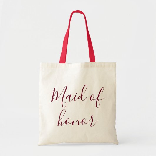 Maid of Honor Burgundy-kalligrafie Tote Bag (Voorkant)