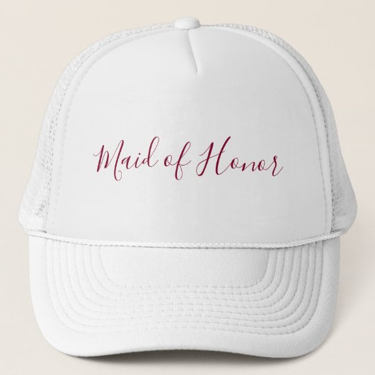 Maid of Honor Burgundy Script Trucker Pet (Voorkant)