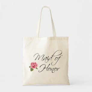 Maid of Honor Calligrafie en Roos Tote Bag