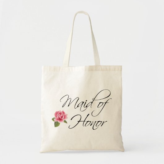 Maid of Honor Calligrafie en Roos Tote Bag (Voorkant)