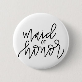Maid of Honor Calligraphy 2¼ Inch Round Button