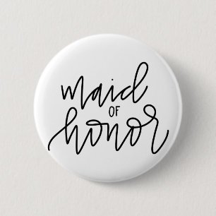 Maid of Honor Calligraphy 2¼ Inch Round Button