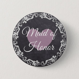 Maid of Honor Chalkboard Style Bachelorette Party Ronde Button 5,7 Cm