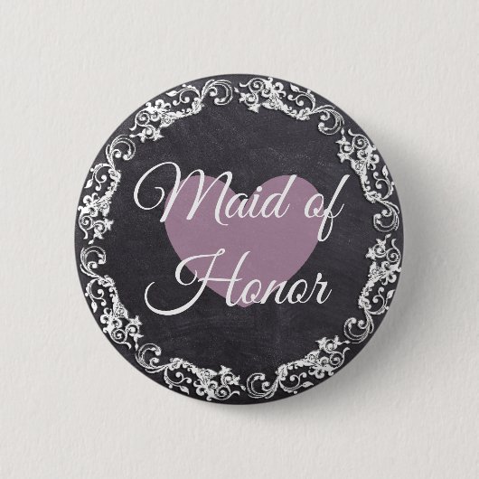 Maid of Honor Chalkboard Style Bachelorette Party Ronde Button 5,7 Cm (Voorkant)