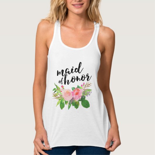 Maid of Honor Chic waterverf Floral Tanktop (Voorkant)
