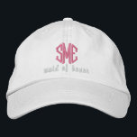 Maid of Honor Custom Wedding Monogram Baseball Pet<br><div class="desc">Verras je bruidsmeisje met dit coole pet in honkbalstijl met haar 3-letterige monogram en de woorden bruidsmeisje hieronder. Hierboven afgebeeld is een wit pet met roze tekst, maar u kunt eenvoudig het pet en de tekstkleuren aanpassen aan uw trouwthema / kleuren. Dit maakt een geweldige vrijgezellenfeest of huwelijksgunstgeschenk. De afgestemde...</div>