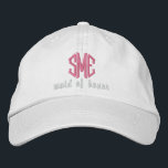 Maid of Honor Custom Wedding Monogram Baseball Pet<br><div class="desc">Verras je bruidsmeisje met dit coole pet in honkbalstijl met haar 3-letterige monogram en de woorden bruidsmeisje hieronder. Hierboven afgebeeld is een wit pet met roze tekst, maar u kunt eenvoudig het pet en de tekstkleuren aanpassen aan uw trouwthema / kleuren. Dit maakt een geweldige vrijgezellenfeest of huwelijksgunstgeschenk. De afgestemde...</div>