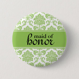 Maid of Honor Damask Button