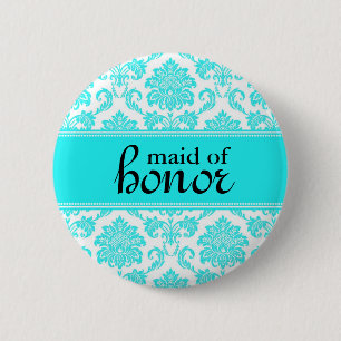 Maid of Honor Damask Button