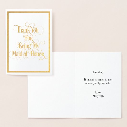 Maid of Honor Dank je Gold Foil card Folie Kaarten (Display)