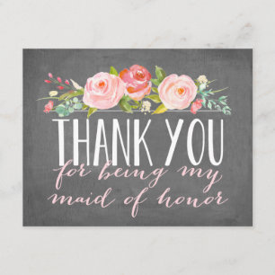 Maid of Honor Dank u   Bridesmaid Bedankkaart