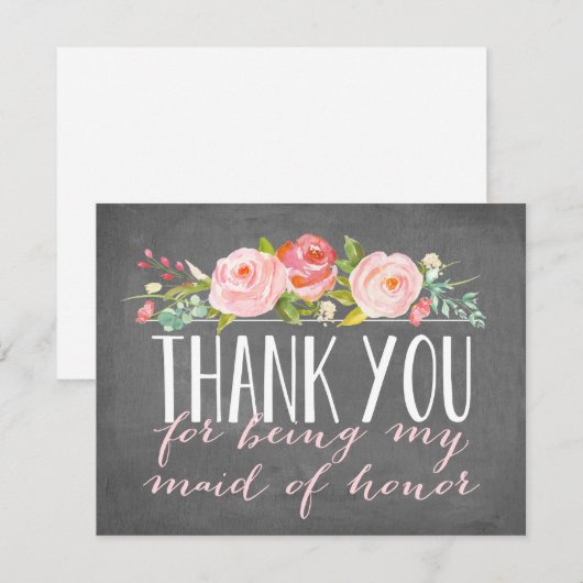 Maid of Honor Dank u | Bridesmaid Bedankkaart (Voorkant / Achterkant)
