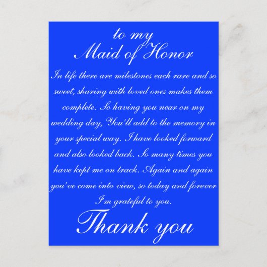 Maid of Honor Dank u Briefkaart (Voorkant)
