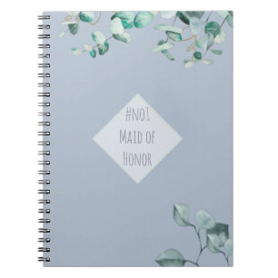 Maid of Honor Dusty Blue Eucalyptus Personalized Notitieboek