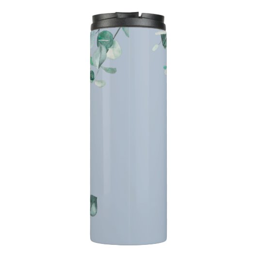 Maid of Honor Dusty Blue Eucalyptus Personalized Thermosbeker (Achterkant)
