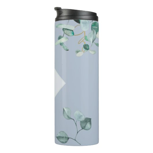 Maid of Honor Dusty Blue Eucalyptus Personalized Thermosbeker (Geroteerd rechts)