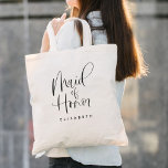 Maid of Honor Eenvoudige Moderne Kalligrafie Bruil Tote Bag<br><div class="desc">Maid of Honor Simple Modern Calligraphy Wedding Canvas tas heeft leuke en  kalligrafie,  samen met de gepersonaliseerde naam.</div>