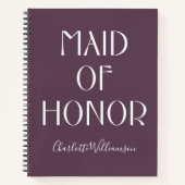 Maid of Honor Eggplant Typography Name Wedding Notitieboek (Voorkant)