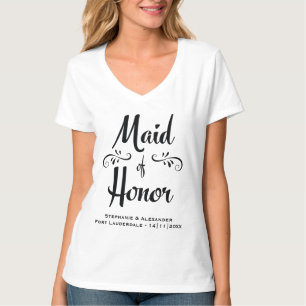 Maid of Honor Elegant Black White Rehearsal Dinner T-shirt