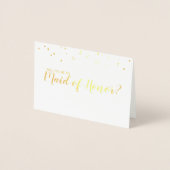 Maid of Honor Elegant Confetti Gold Folie Kaarten (Voorkant)