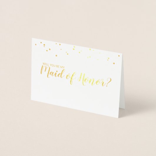 Maid of Honor Elegant Confetti Gold Folie Kaarten (Voorkant)