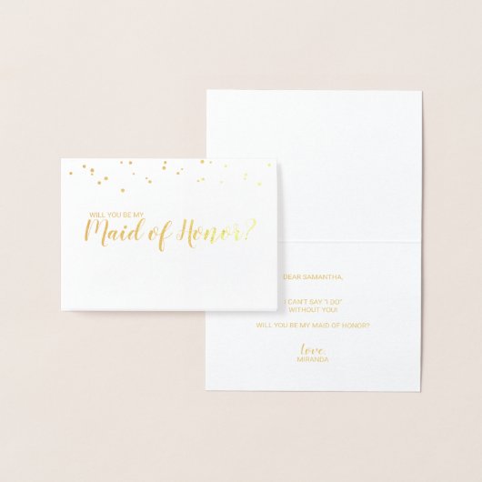 Maid of Honor Elegant Confetti Gold Folie Kaarten (Display)
