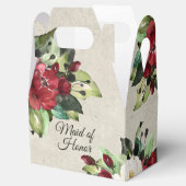 Maid of Honor Elegant Rood Bloemen Grunge Bruiloft Bedankdoosjes (Geopend)