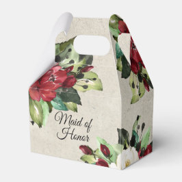Maid of Honor Elegant Rood Bloemen Grunge Bruiloft Bedankdoosjes
