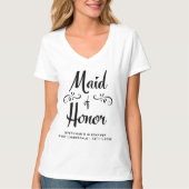 Maid of Honor Elegant zwart wit repetitie diner T-shirt (Voorkant)