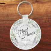 Maid of Honor Eucalyptus Lavender Wreath Wedding Sleutelhanger (Voorkant)