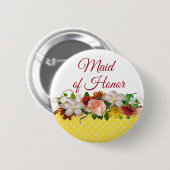 Maid of Honor Floral Bouquet Wedding Button (Voorkant /achterkant)