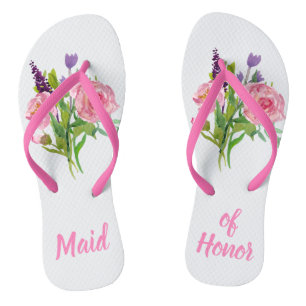 Maid of Honor Floral Bouquet Wedding Teenslippers