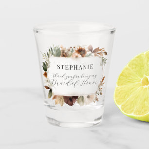 Maid of Honor Floral Herfst herfst gebladerte brui Shot Glas
