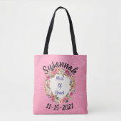 Maid-of-Honor Floral Krans Ontwerp Tote Bag (Voorkant)