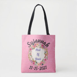 Maid-of-Honor Floral Krans Ontwerp Tote Bag