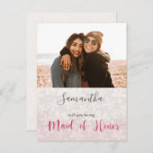 Maid of Honor Floral Pink Uitnodiging Briefkaart (Voorkant / Achterkant)