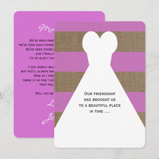 Maid of Honor Gedicht in Orchidee Kaart (Voorkant / Achterkant)