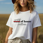 Maid of Honor Gepersonaliseerde Bestie Bridal Part T-shirt<br><div class="desc">Laat je bestie extra speciaal aanvoelen als bruidsmeisje met dit gepersonaliseerde t-shirt. Geweldig voor vrijgezellenfeesten,  vrijgezellenfeesten en bruiloft evenementen. Vind bijpassende shirten voor de bruid en bruidsmeisjes in ons collectie om deze stijl te rocken met je besties!</div>