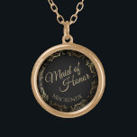 Maid of Honor Gepersonaliseerde bruiloft Ketting G<br><div class="desc">Dit prachtige vergulde ketting is ontworpen als een huwelijkscadeau of gunst voor de Maid of Honor. Ontworpen om te coördineren met onze Gold Foil Elegant Wedding Suite, het beschikt over een gouden faux folie bloeiende rand met de tekst "Maid of Honor" en een plek om haar naam in te voeren....</div>