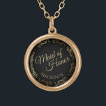 Maid of Honor Gepersonaliseerde bruiloft Ketting G<br><div class="desc">Dit prachtige vergulde ketting is ontworpen als een huwelijkscadeau of gunst voor de Maid of Honor. Ontworpen om te coördineren met onze Gold Foil Elegant Wedding Suite, het beschikt over een gouden faux folie bloeiende rand met de tekst "Maid of Honor" en een plek om haar naam in te voeren....</div>