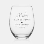 Maid of Honor gepersonaliseerde bruiloft Wijnglas Zonder Voet (Voorkant)