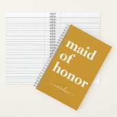 Maid of Honor gepersonaliseerde gele huwelijkscade Notitieboek (Binnen)