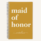 Maid of Honor gepersonaliseerde gele huwelijkscade Notitieboek (Voorkant)