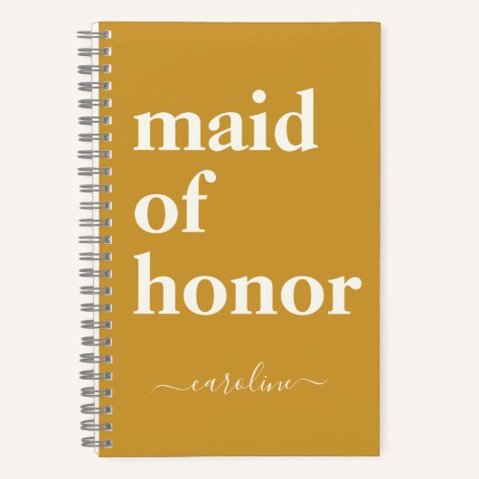 Maid of Honor gepersonaliseerde gele huwelijkscade Notitieboek (Voorkant)