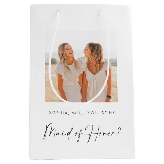 Maid of Honor Gift Bag met foto Medium Cadeauzakje (Voorkant)