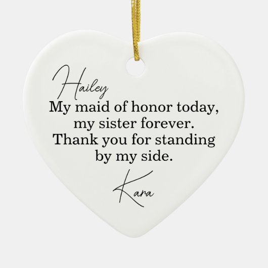 Maid of Honor Gift - Personalized Wedding Ornament (Voorkant)
