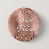 Maid of Honor Glittery Roos Gold Foil Ronde Button 5,7 Cm (Voorkant)